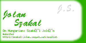 jolan szakal business card